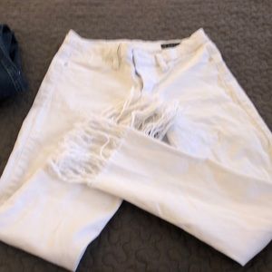 White fringed bottom BlankNYC white jeans.